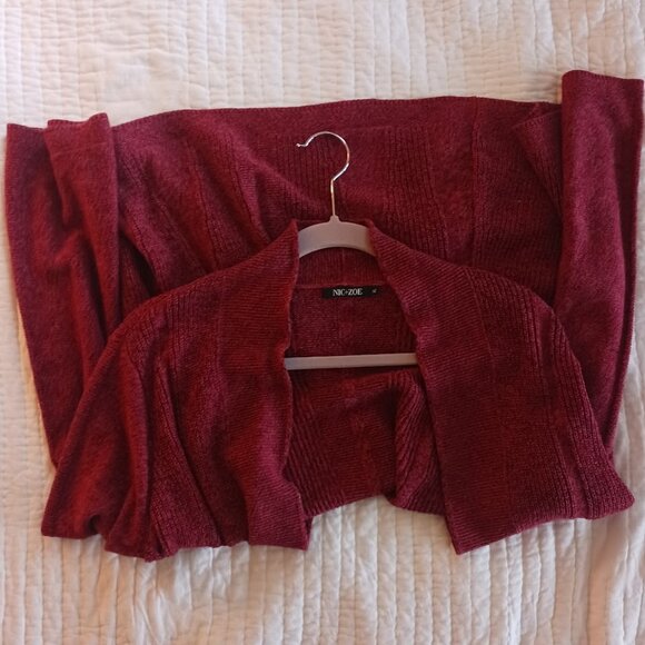 Burgundy Red Cardigan Sweater Womens XL/Oversized NIC+ZOE Cozy Fall Goth Holiday - Picture 2 of 4
